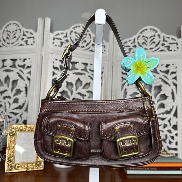Coach Bag Mini Shoulder Bag 5732 Brown Vintage Leather Super Rare HTF